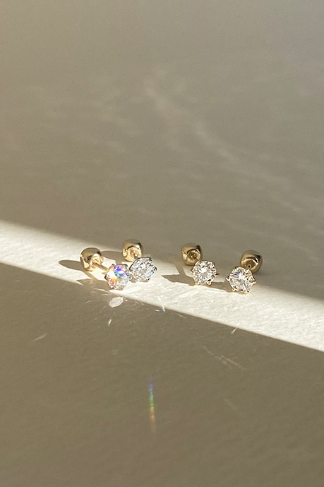 소베티 E_ 14K 랩그로운  1부 2부 다이아몬드  피어싱 귀걸이